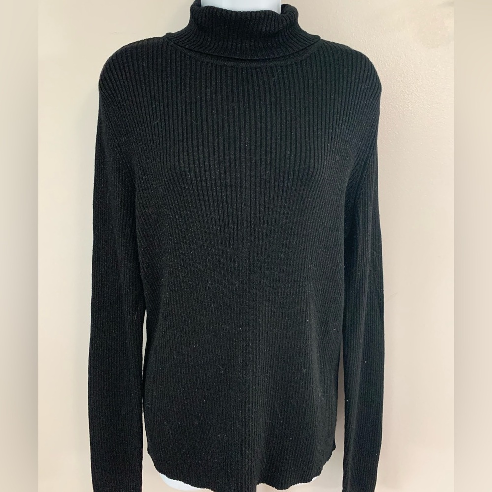 Bice Black Ribbed Turtleneck Sparkle Sweater